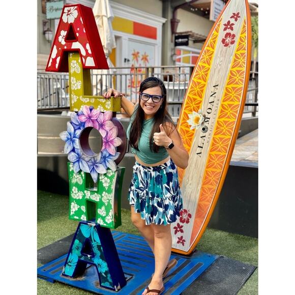 PETER SOM Women's Blue Floral Pull On Style Tie Waist Mini Skort Size 0 - Picture 13 of 15